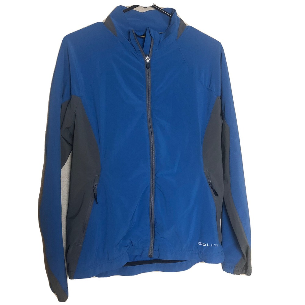 GoLite Windbreaker Jacket Women Medium‎ Blue Full Zip Stretch Hiking Gorpcore